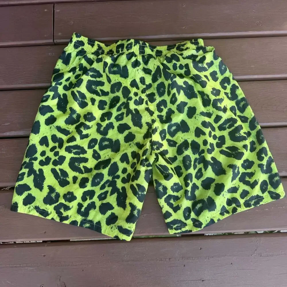 Pleasures Leopard Running Shorts Lime